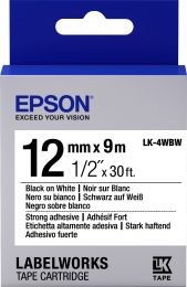 Лента  Epson Tape LK-4WBW Strng adh Blk/ Wht 12/ 9 (C53S654016)
