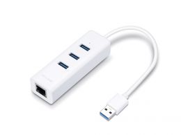 USB концентратор TP-LINK UE330 USB 3.0 to Gigabit Ethernet Network Adapter with 3-Port USB 3.0 Hub, 1 USB 3.0 connector, 1 Gigabit Ethernet port, 3 USB 3.0 ports,, foldable & portable design, plug & play