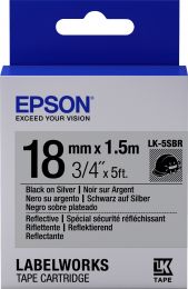 Лента  Epson Tape - LK-5SBR Blk/ Silver 18/ 1,5 (C53S655016)