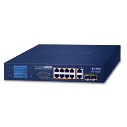 Коммутатор PLANET FGSD-1022VHP 8-Port 10/100TX 802.3at PoE + 2-Port Gigabit TP/SFP combo Desktop Switch with LCD PoE Monitor(120W)