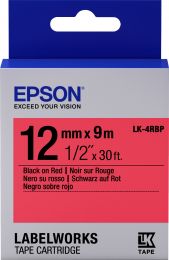 Лента  Epson Tape LK-4RBP Pastel Blk/ Red 12/ 9 (C53S654007)