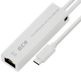Greenconnect USB 3.1 Type C -> Ethernet RJ-45 F Lan Card + USB 2.0-разветвитель на 3 порта, сетевой адаптер, белый, GCR-UC2CL02