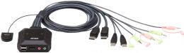 2-портовый, USB, DisplayPort, кабельный KVM-переключатель с пультом удаленного переключения порта, разрешение 2560 x 1600 при 60 гц  2 PORT HDMI KVM SWITCH. (CS22DP)