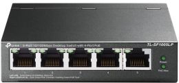 Сетевой коммутатор TP-LINK TL-SF1005LP (5-port 10/100 Mbps unmanaged switch with 4 PoE ports, metal case, desktop installation, PoE budget-41w)