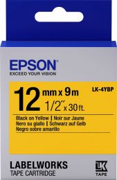 Лента  Epson Tape LK-4YBP Pastel Blk/ Yell 12/ 9 (C53S654008)