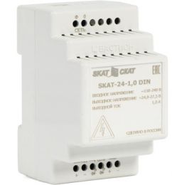 SKAT-24-1.0 DIN источник питания 24в 1,3а акб внеш. 2х4,5-12ач ток заряда 1,0–Iнагр.  SKAT-24-1.0 DIN power supply 24V 1.3A battery ext. 2х4.5-12Ah charge current 1.0 – Iload.