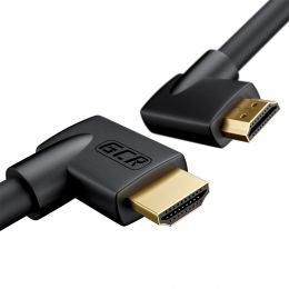 GCR кабель 0.5m HDMI 2.0, M правый угол/ M правый угол, черный нейлон, HDR 4:2:2, Ultra HD, 4K 60 fps 60Hz/ 5K*30Hz, 3D, AUDIO, 18.0 гбит/ с, 28/ 28 AWG, GCR-53277