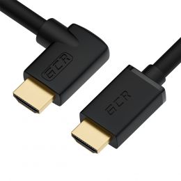 GCR кабель 0.5m HDMI 2.0, M/ M правый угол, черный нейлон, HDR 4:2:2, Ultra HD, 4K 60 fps 60Hz/ 5K*30Hz, 3D, AUDIO, 18.0 гбит/ с, 28/ 28 AWG, GCR-53295