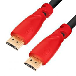 GCR кабель 0.3m HDMI версия 1.4, черный, красные коннекторы, OD7.3mm, 30/ 30 AWG, позолоченные контакты, Ethernet 10.2 гбит/ с, 3D, 4K GCR-HM350-0.3m, экран