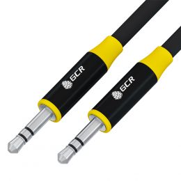 GCR кабель 1.0m аудио jack 3.5mm/ jack 3.5mm черный, AL case черный, желтая окантовка, M/ M, GCR-53494