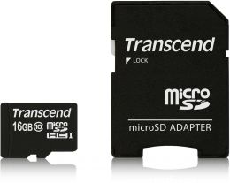Карта памяти  Transcend 16GB microSDHC Card Class 10 (SD 2.0) (TS16GUSDHC10)