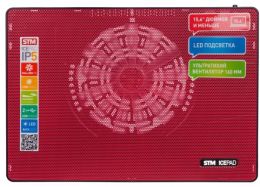 Подставка для ноутбука STM IP5 Red (15,6", 1x(160x160), 2xUSB, 4 LED backlight, Black plastic+metal mech)