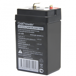 Аккумулятор свинцово-кислотный GoPower LA-430 4V 3Ah (1/20) (00-00018350)