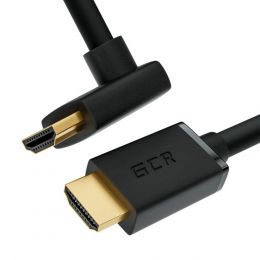 GCR кабель 1.5m HDMI 2.0, M/ M верхний угол, черный нейлон, HDR 4:2:2, Ultra HD, 4K 60 fps 60Hz/ 5K*30Hz, 3D, AUDIO, 18.0 гбит/ с, 28/ 28 AWG, GCR-53292