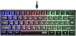 Defender проводная игровая клавиатура Red GK-116 RU,радужная подсветка,61кнопка (45117)